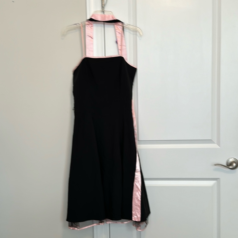 Black party dress with pink trim. Size 11/12.
